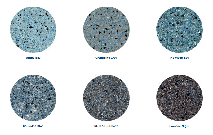 quartzscapes carribean series exposed quartz aggregate pool plaster finish samples